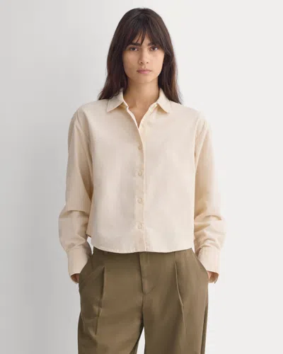 Everlane Cropped Shirt In Pinwale Corduroy In Birch In White