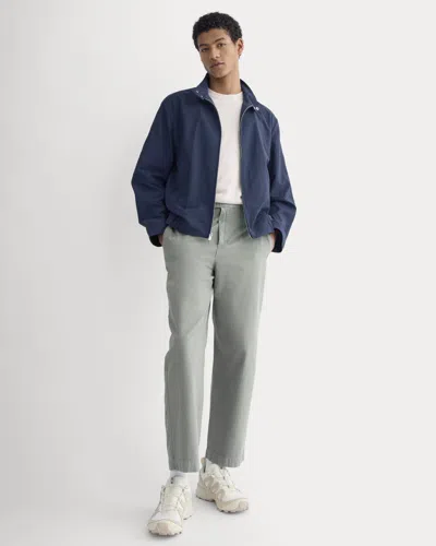 Everlane Cropped Slub Trouser In Agave Green In Blue