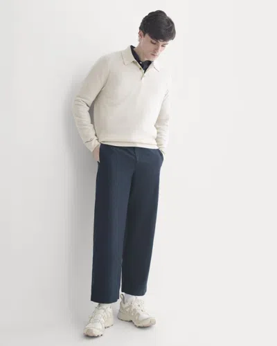 Everlane Cropped Slub Trouser In Deep Navy In Blue