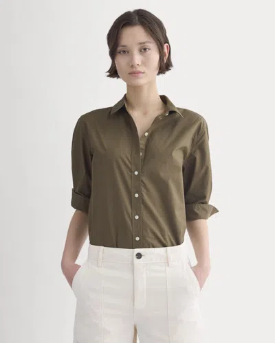 Everlane Cuff Detail Shirt In Lightweight Cotton In Beech In Brown