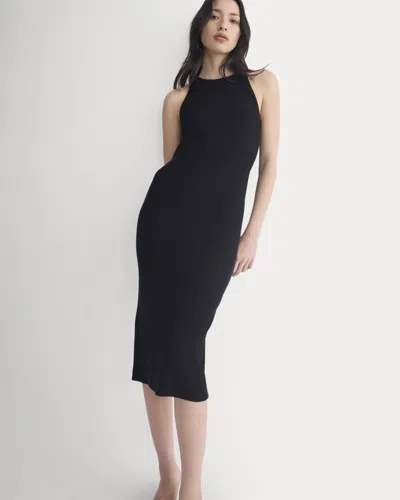 Everlane Cutaway Ribbed Midi Dress In Black