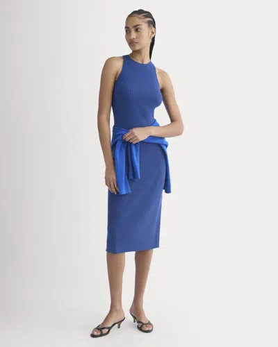 Everlane Cutaway Ribbed Midi Dress In Estate Blue
