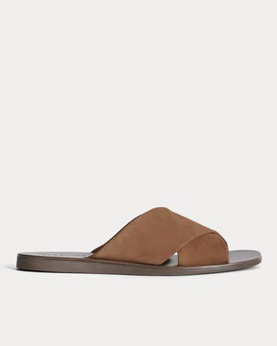 Everlane Day Crossover Sandal In Saddle Brown Suede