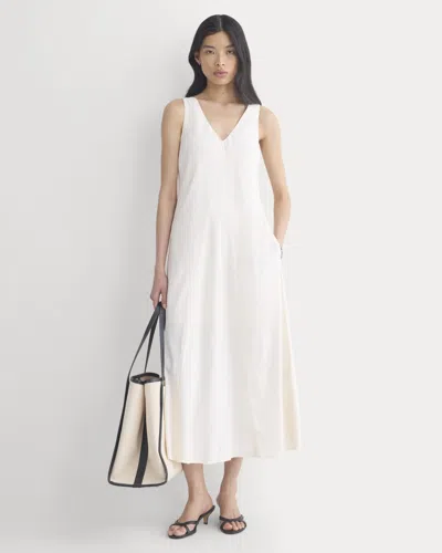 Everlane Deep V Seamed Dress In Neutral