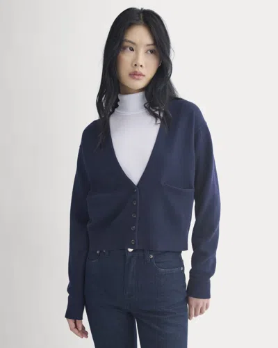 Everlane Deep V-neck Cardigan In Blue