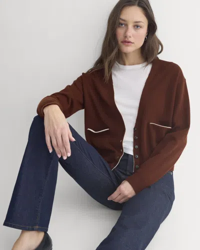 Everlane Deep V-neck Cardigan In Brown