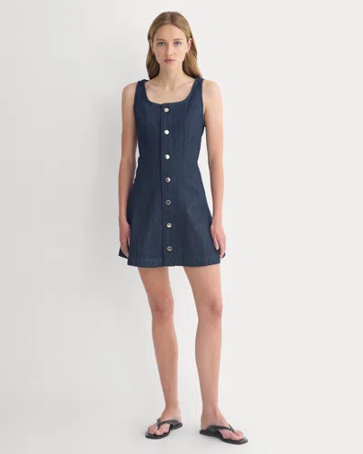 Everlane Denim Button-front Mini Dress In Dark Indigo In Blue