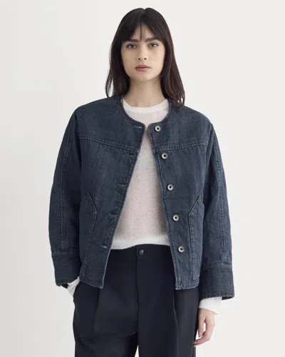 Everlane Denim Quilted Barrel Pant Jacket In Midnight In Brown