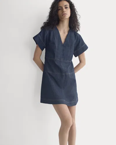 Everlane Denim Short-sleeve Dress In Dark Indigo Rinse In Blue