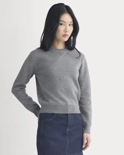 Everlane Double Knit Crew Neck Sweater In Gray