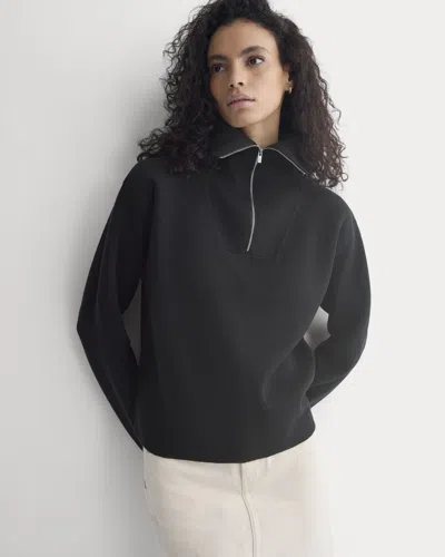 Everlane Double Knit Half-zip Sweater In Black