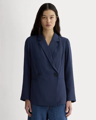 Everlane Drapey Blazer In Navy In Blue