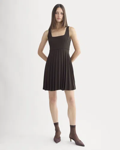 Everlane Drapey Crepe Mini Dress In Dark Chocolate In Brown