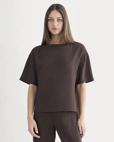Everlane Drapey Crepe Top In Dark Chocolate In Brown