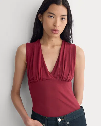 Everlane Drapey Jersey V-neck Top In Cabernet