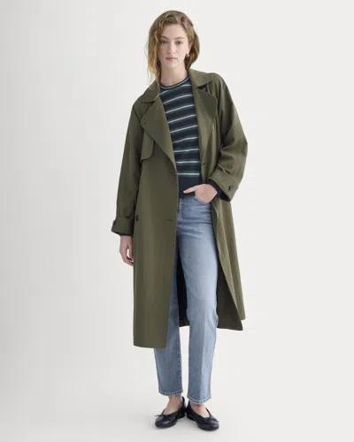 Everlane Drapey Twill Trench Coat In Olive Night In Green