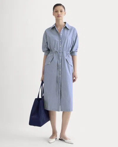 Everlane Drawcord Shirtdress In Blue