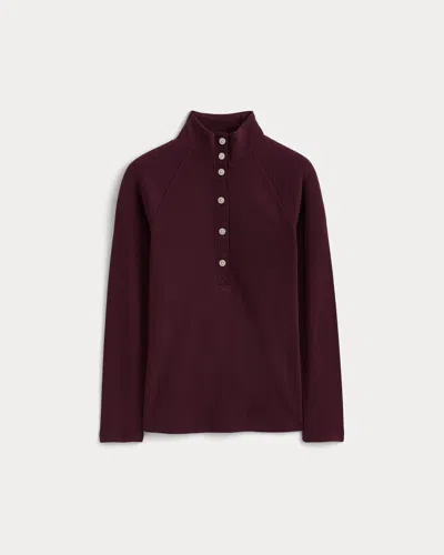 Everlane Effortless Rib Raglan Shirt Henley Top In Deep Plum In Burgundy