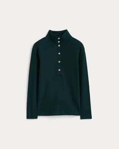 Everlane Effortless Rib Raglan Shirt Henley Top In Ponderosa Pine In Green