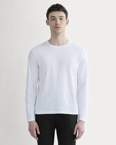 Everlane Essential Organic Long-sleeve Tshirt In White In Blue