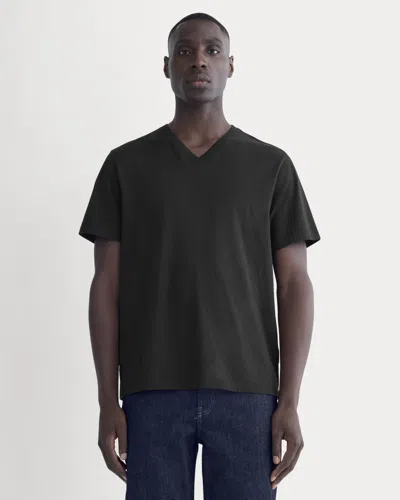 Everlane Essential Organic V-neck Tshirt In Black In Green