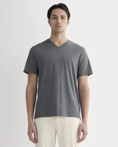 Everlane Essential Organic V-neck Tshirt In Heathered Charcoal In Gray