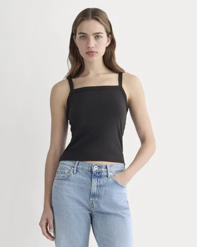 Everlane Essential Square-neck Tank Top In Black