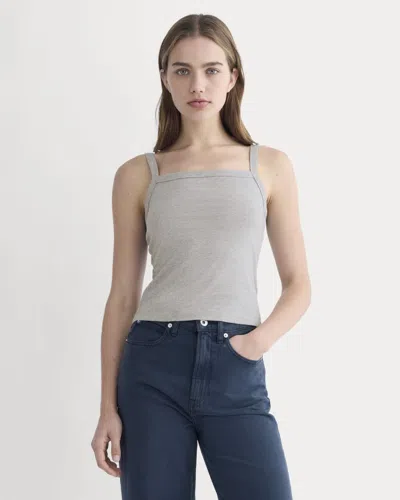 Everlane Essential Square-neck Tank Top In Heathered Grey In Gray