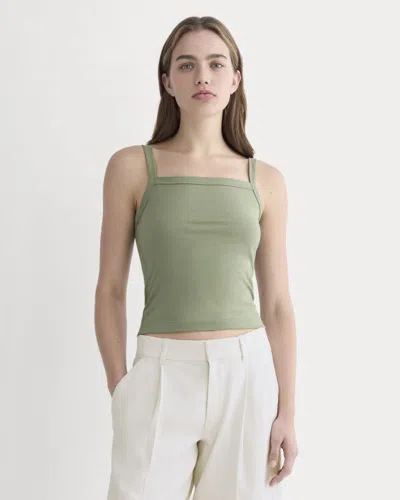 Everlane Essential Square-neck Tank Top In Sagebrush In Green