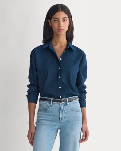 Everlane Everyday Shirt In Blue Wing Teal In Animal Print