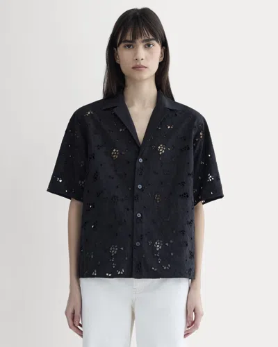 Everlane Eyelet Camp Shirt In Black