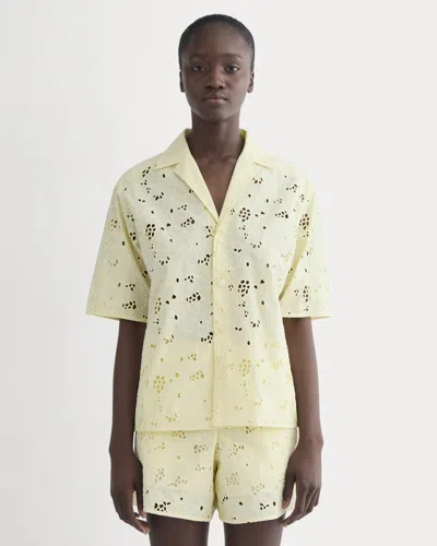 Everlane Eyelet Camp Shirt In Light Yellow