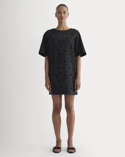 Everlane Eyelet Mini Shift Dress In Black