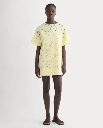 Everlane Eyelet Mini Shift Dress In Light Yellow