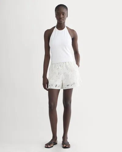 Everlane Eyelet Pull-on Short In Bone In White