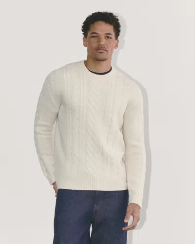 Everlane Felted Merino Cable-knit Crew Neck Sweater In Bone In Brown