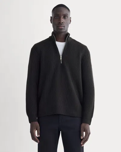Everlane Felted Merino Half-zip Sweater In Black