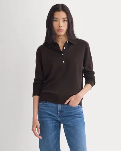 Everlane Fine Cashmere Classic Polo Sweater In Brown
