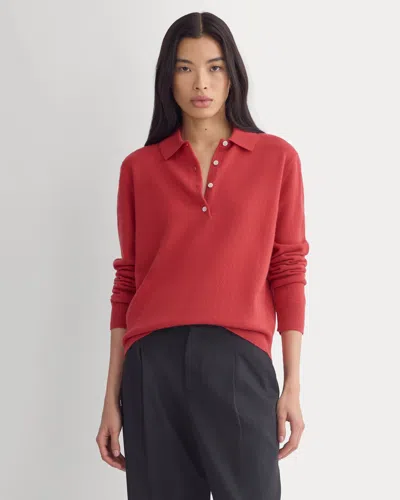 Everlane Fine Cashmere Classic Polo Sweater In Vintage Red