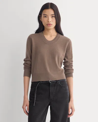 Everlane Fine Cashmere Long-sleeve U-neck Sweater In Deep Taupe In Brown