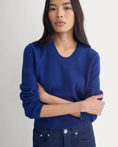Everlane Fine Cashmere Long-sleeve U-neck Sweater In Klein Blue