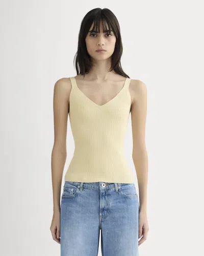 Everlane Fine Knit Cami Top In Banana Crepe In Yellow