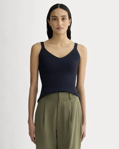 Everlane Fine Knit Cami Top In Navy In Blue