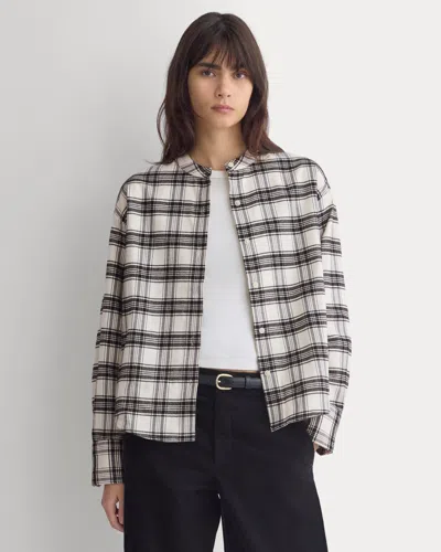 Everlane Flannel Shirt In Birch/black In White