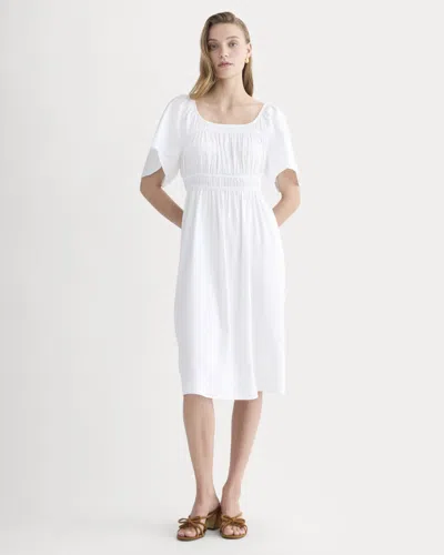 Everlane Flutter-sleeve Dress In White