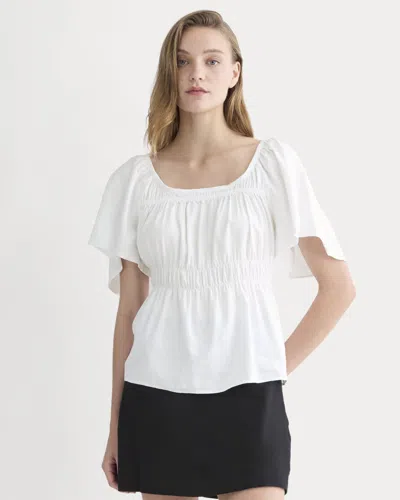 Everlane Flutter-sleeve Top In White