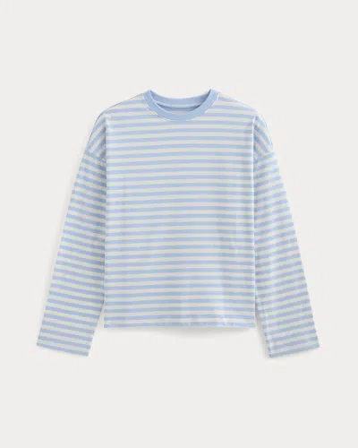 Everlane Forever Jersey Boxy Long-sleeve Crew Neck Tshirt In Blue