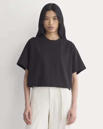 Everlane Forever Jersey Cropped Tshirt In Black