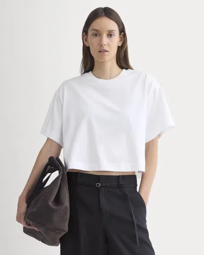 Everlane Forever Jersey Cropped Tshirt In White