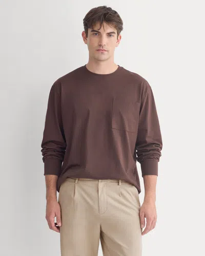 Everlane Forever Jersey Premium Long Sleeve Tshirt In Coffee Bean In Brown